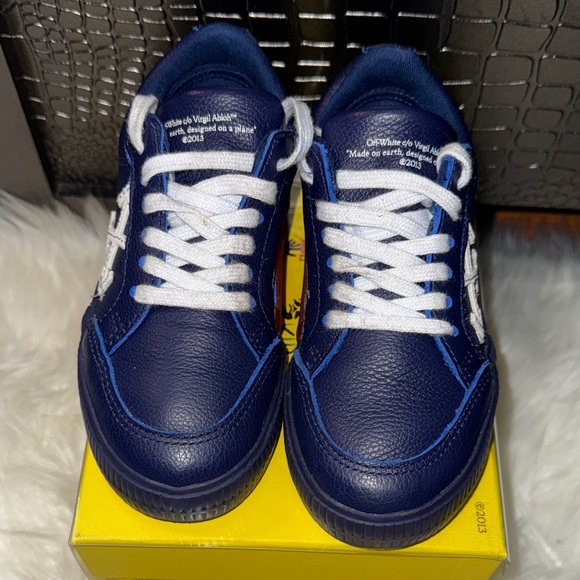 Off-White Boys Vulcanized Lace Up Navy and White Sz 10 Sneakers - Picture 5 of 8
